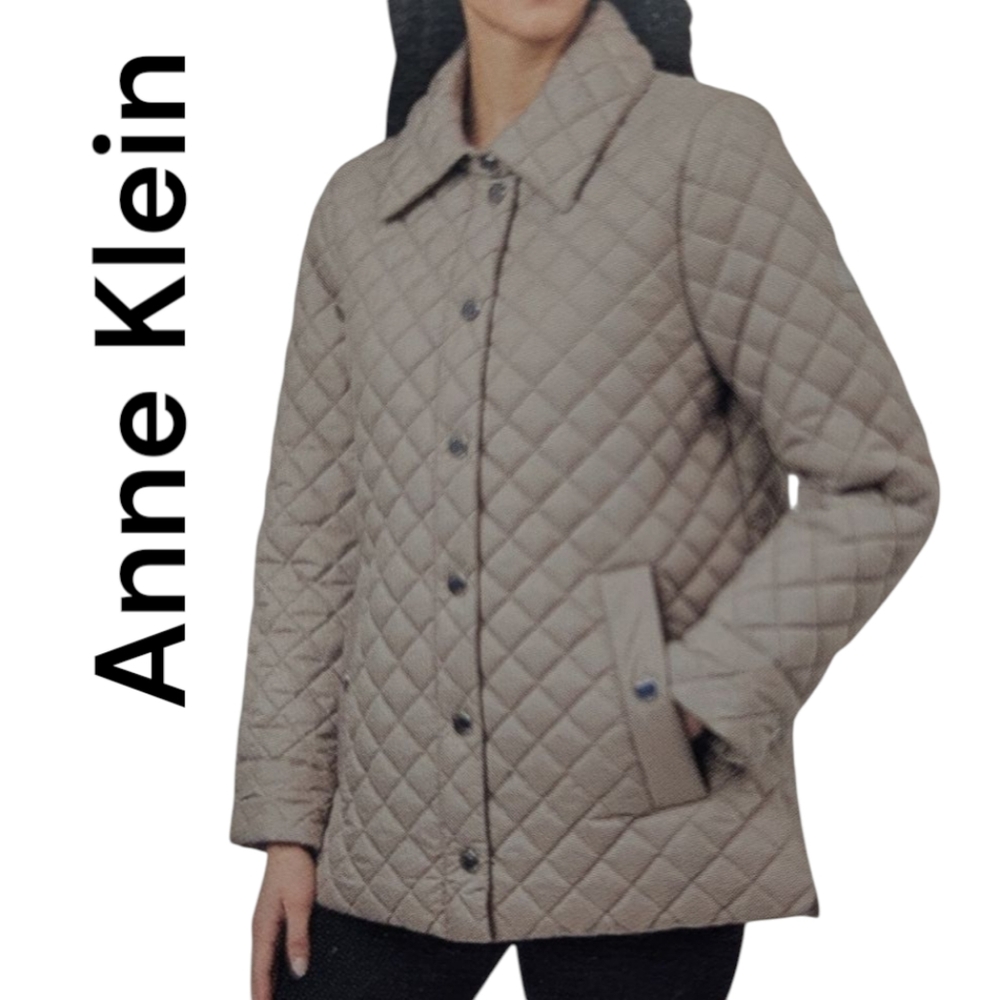Anne Klein  | Women's Quilted Jacket Coat | Tan | Medium